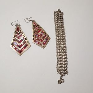 Silver hearts bracelet and earrings